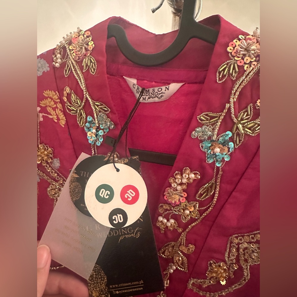 Pakistani clothes Crimson Kaftan - Magenta - Picture 5 of 12